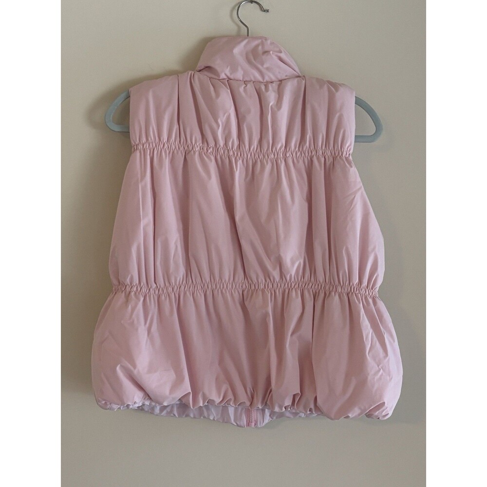Pink Lily Mountain High Puffer Vest XS Light Pink Ruched Zip Up Womens